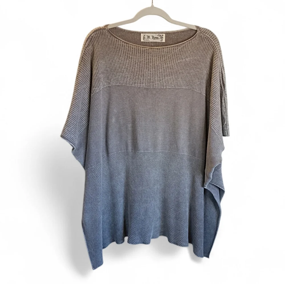 M. Rena Sweater Pullover Poncho USA Gray Oversized Lagenlook Minimalist - Picture 2 of 5